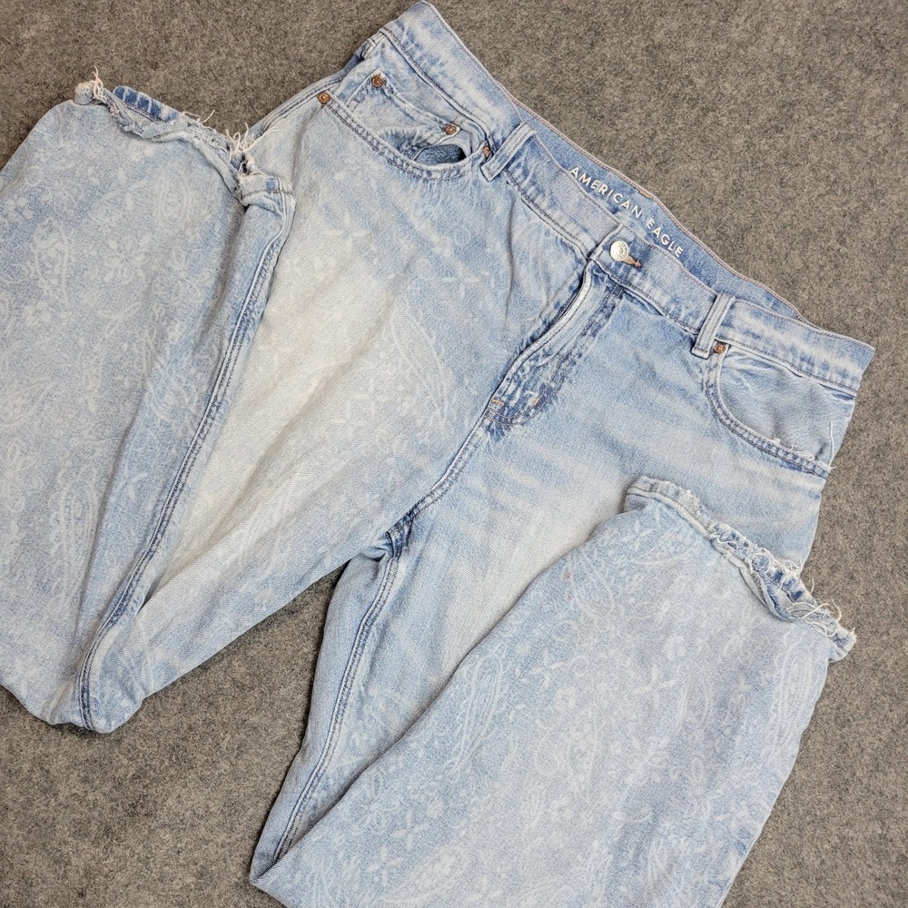 American‎ Eagle Jeans Womens 18R Blue Denim Faded AE EX Boyfriend Straight Leg